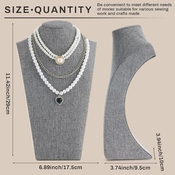 Gray Linen Jewelry Necklace Display - Picture 2 of 2